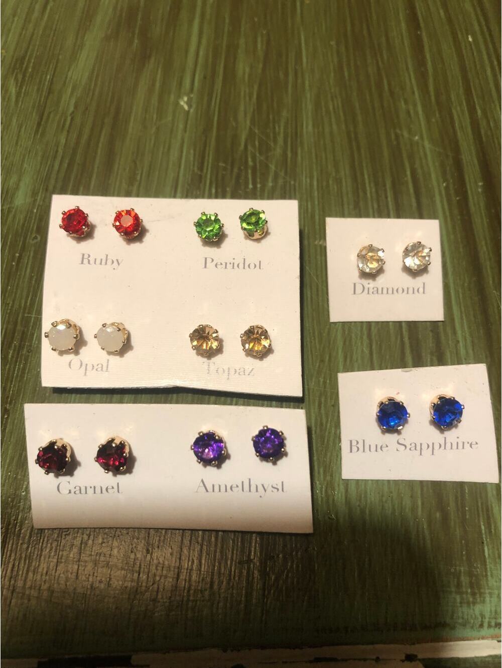 Walmart NEW Stud Earrings Set of 8 Different Stones